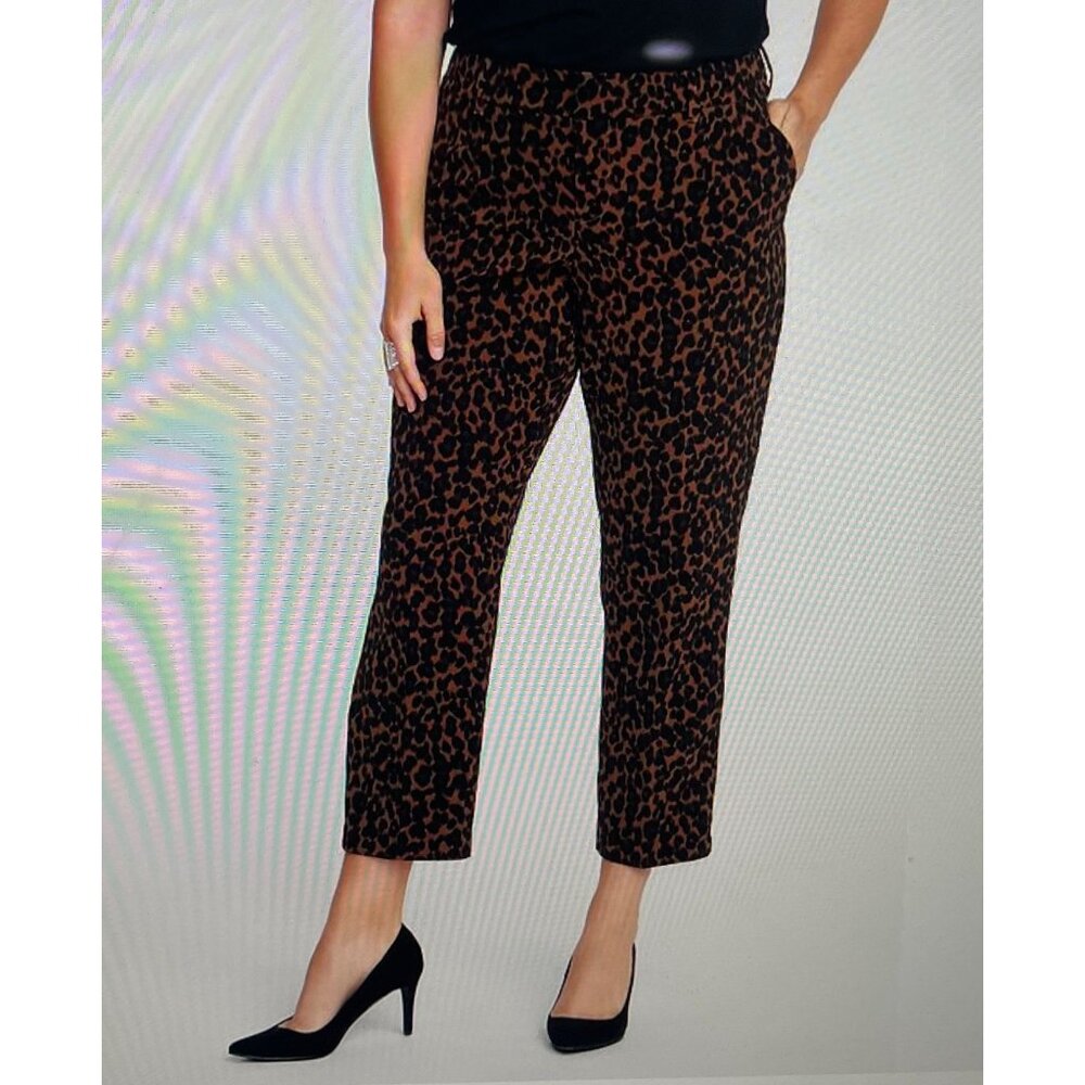 Old Navy Harper Mid-Rise Leopard Print Pants Size 8 Regular - Picture 1 of 13